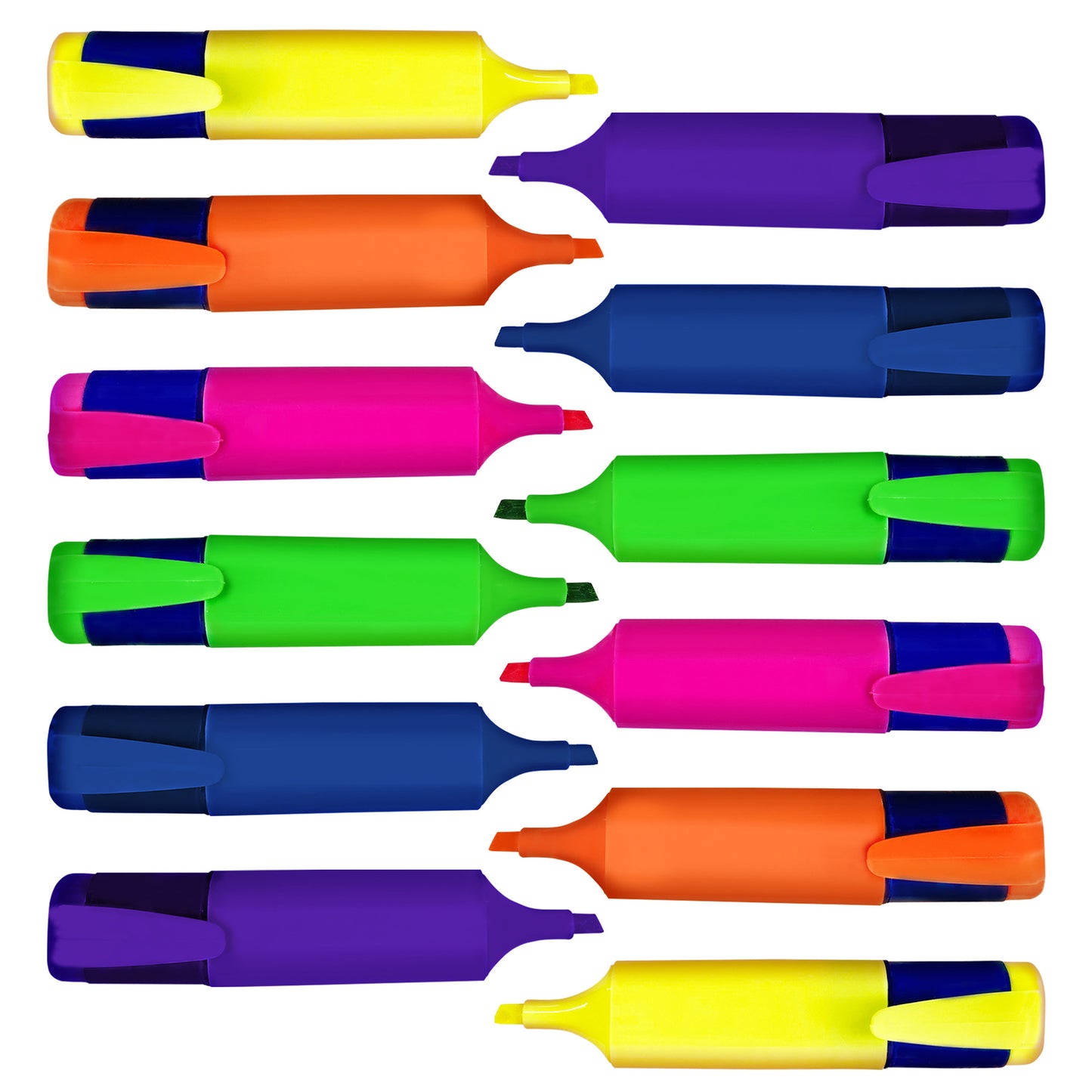 12 Assorted Highlighter Pens Set Fluorescent Bright Colour Markers School Office