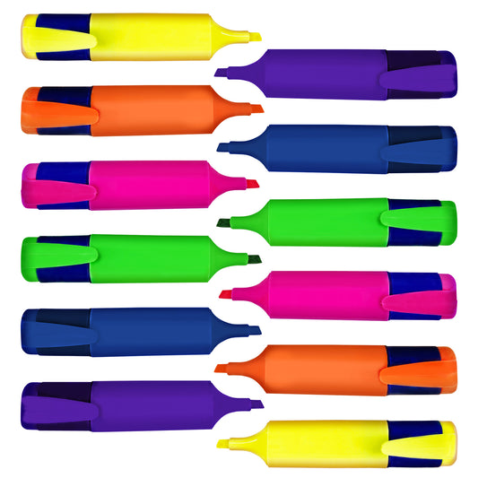 12 Assorted Highlighter Pens Set Fluorescent Bright Colour Markers School Office