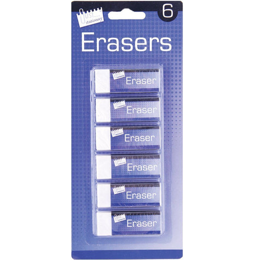 6 Quality White Soft Erasers Stationery School Office Pencil Rubber Party Gift