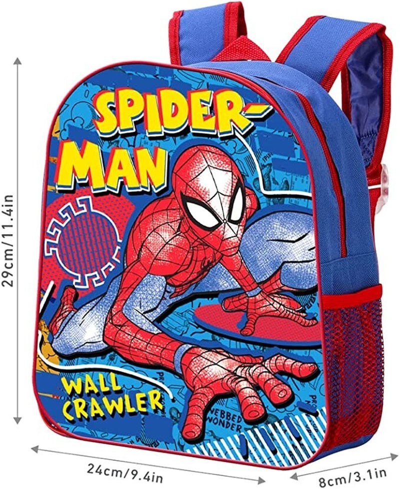 Spiderman Backpack School Bag for Kids Boys Girls Travel Blue Crawler