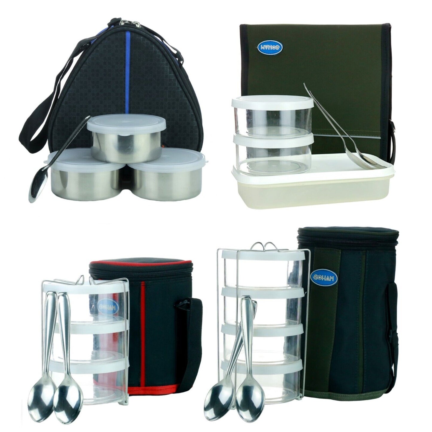 Lunch Bag Adults Children Kids Tiffin Stackable Picnic School Food Storage Box