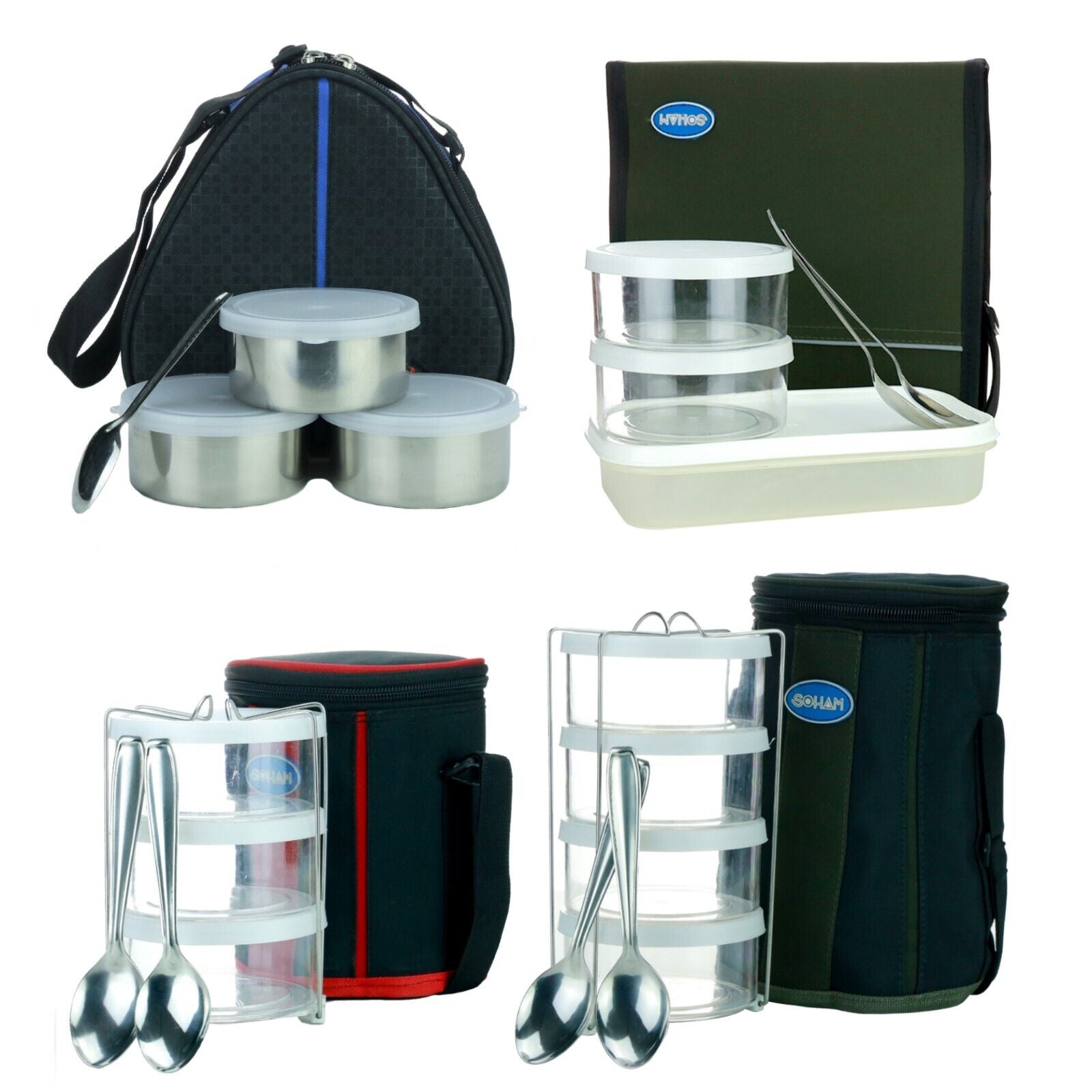 Lunch Bag Adults Children Kids Tiffin Stackable Picnic School Food Storage Box