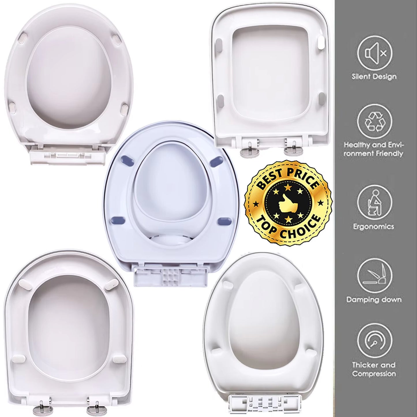 Toilet Seat, Soft Close Toilet Seats White with Quick Release, Sturdy Duroplastic Anti-Bacterial Toilet Lid WC Seats