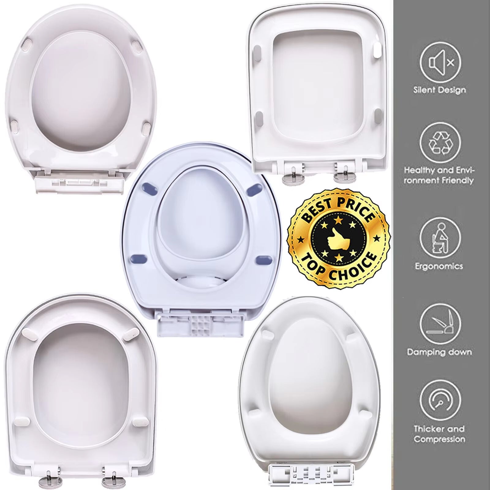Toilet Seat, Soft Close Toilet Seats White with Quick Release, Sturdy Duroplastic Anti-Bacterial Toilet Lid WC Seats