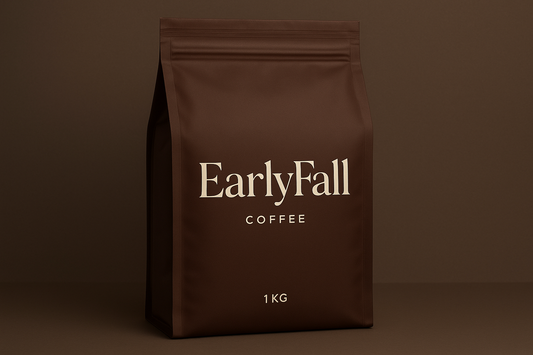 Brown 1KG Coffee Bag with EarlyFall Logo